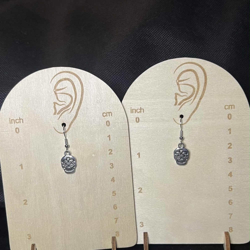 Edgy Silver Skull Drop Earrings